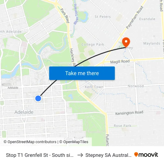 Stop T1 Grenfell St - South side to Stepney SA Australia map