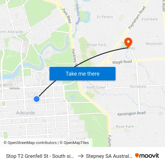 Stop T2 Grenfell St - South side to Stepney SA Australia map