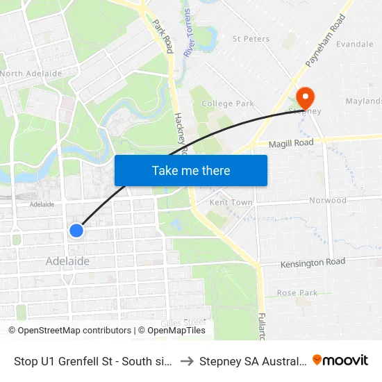 Stop U1 Grenfell St - South side to Stepney SA Australia map
