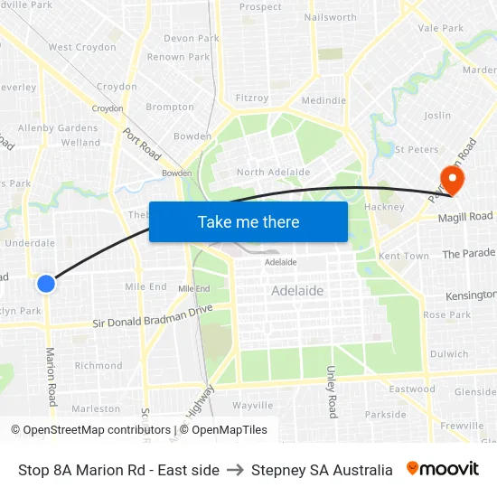 Stop 8A Marion Rd - East side to Stepney SA Australia map