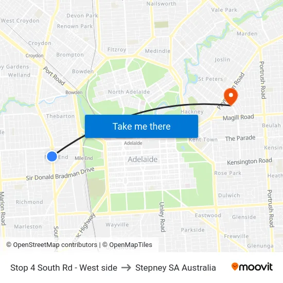 Stop 4 South Rd - West side to Stepney SA Australia map