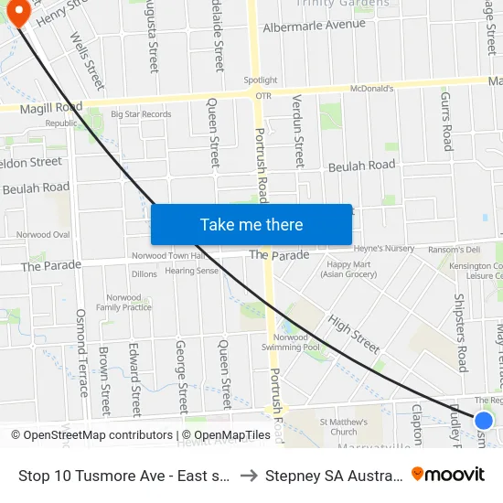 Stop 10 Tusmore Ave - East side to Stepney SA Australia map