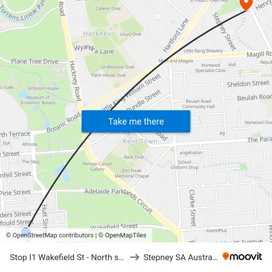 Stop I1 Wakefield St - North side to Stepney SA Australia map