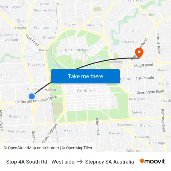 Stop 4A South Rd - West side to Stepney SA Australia map