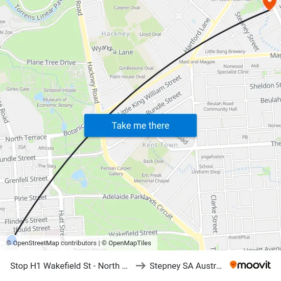 Stop H1 Wakefield St - North side to Stepney SA Australia map