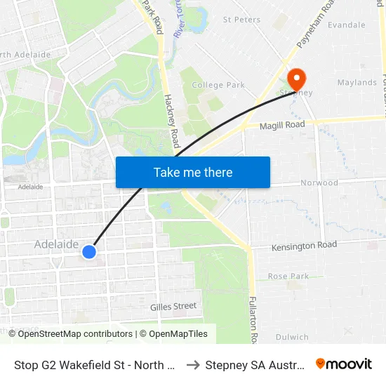 Stop G2 Wakefield St - North side to Stepney SA Australia map