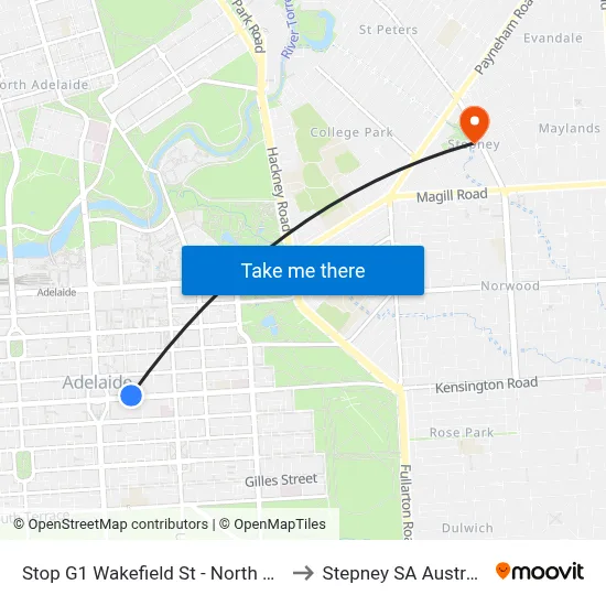 Stop G1 Wakefield St - North side to Stepney SA Australia map