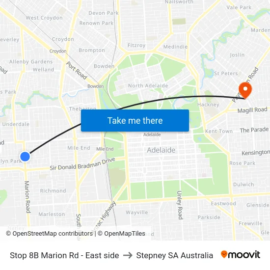 Stop 8B Marion Rd - East side to Stepney SA Australia map