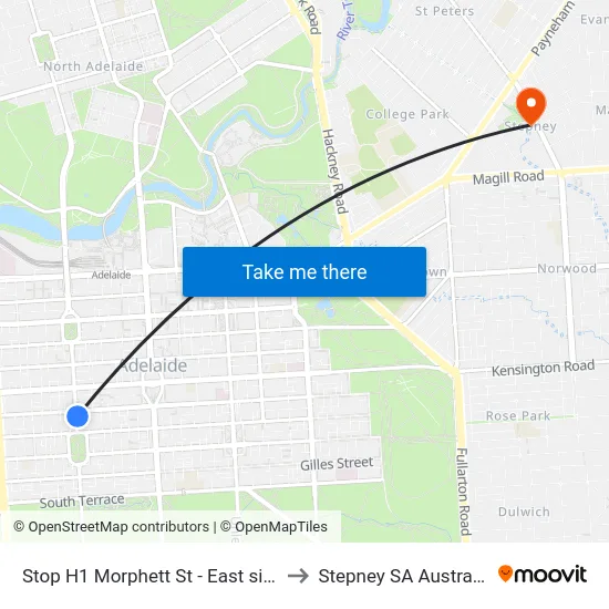 Stop H1 Morphett St - East side to Stepney SA Australia map