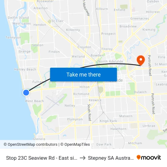 Stop 23C Seaview Rd - East side to Stepney SA Australia map