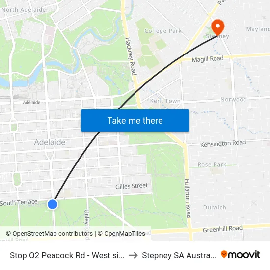 Stop O2 Peacock Rd - West side to Stepney SA Australia map