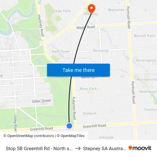 Stop 5B Greenhill Rd - North side to Stepney SA Australia map