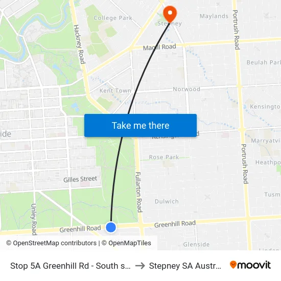 Stop 5A Greenhill Rd - South side to Stepney SA Australia map