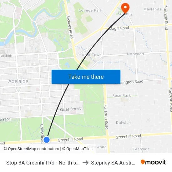 Stop 3A Greenhill Rd - North side to Stepney SA Australia map