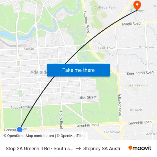 Stop 2A Greenhill Rd - South side to Stepney SA Australia map