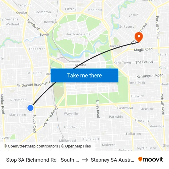 Stop 3A Richmond Rd - South side to Stepney SA Australia map
