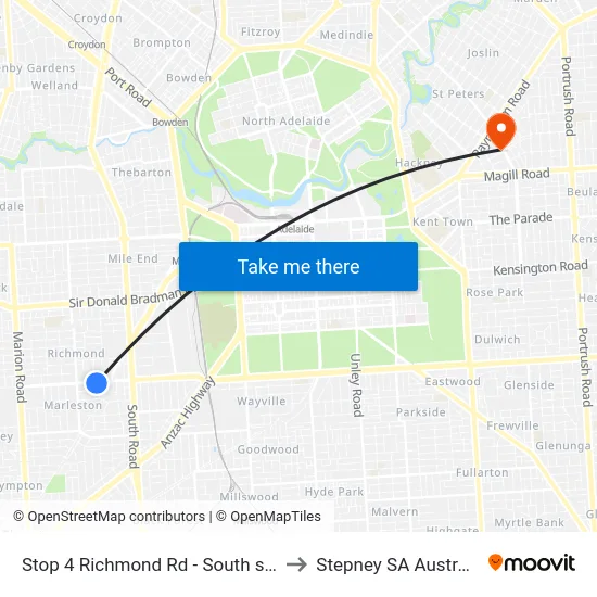 Stop 4 Richmond Rd - South side to Stepney SA Australia map