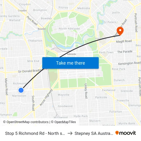 Stop 5 Richmond Rd - North side to Stepney SA Australia map