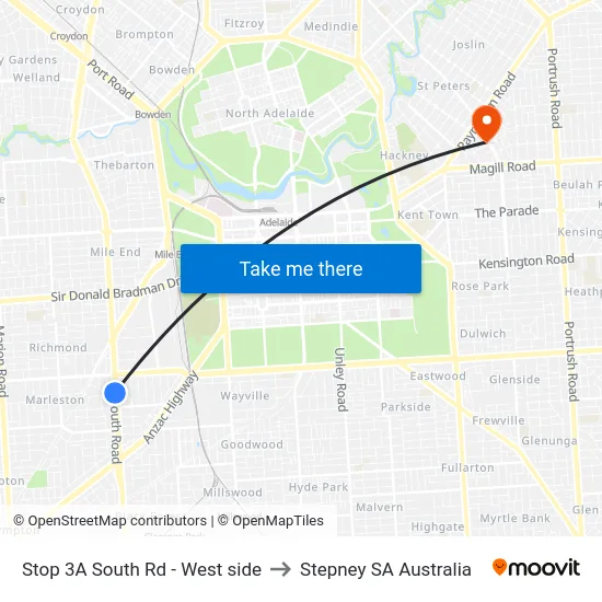 Stop 3A South Rd - West side to Stepney SA Australia map