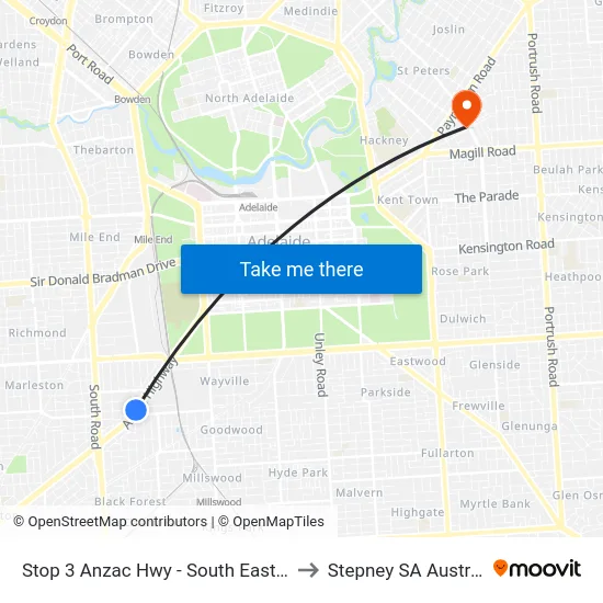 Stop 3 Anzac Hwy - South East side to Stepney SA Australia map