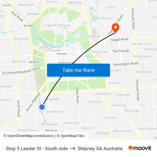 Stop 5 Leader St - South side to Stepney SA Australia map