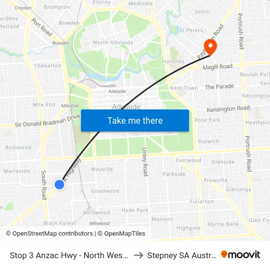 Stop 3 Anzac Hwy - North West side to Stepney SA Australia map