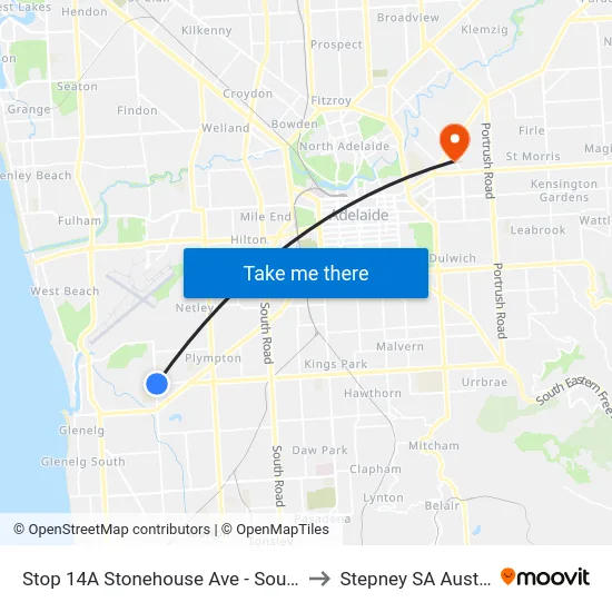 Stop 14A Stonehouse Ave - South side to Stepney SA Australia map