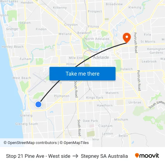 Stop 21 Pine Ave - West side to Stepney SA Australia map