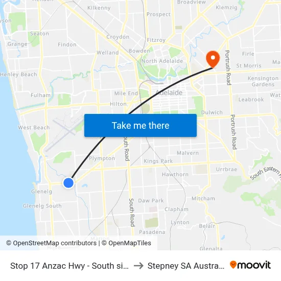 Stop 17 Anzac Hwy - South side to Stepney SA Australia map