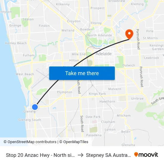 Stop 20 Anzac Hwy - North side to Stepney SA Australia map
