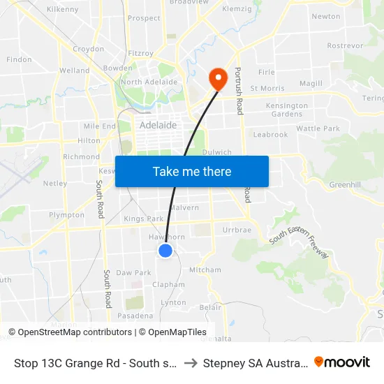 Stop 13C Grange Rd - South side to Stepney SA Australia map