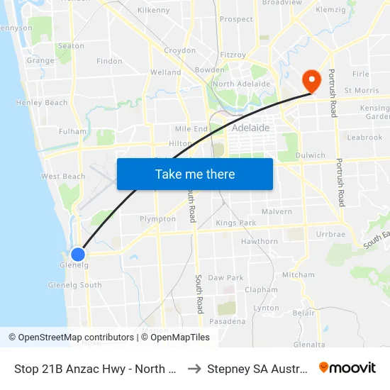 Stop 21B Anzac Hwy - North side to Stepney SA Australia map