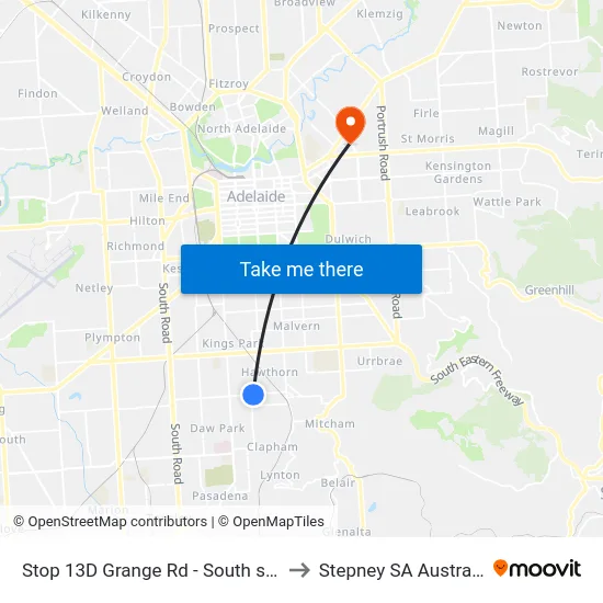 Stop 13D Grange Rd - South side to Stepney SA Australia map