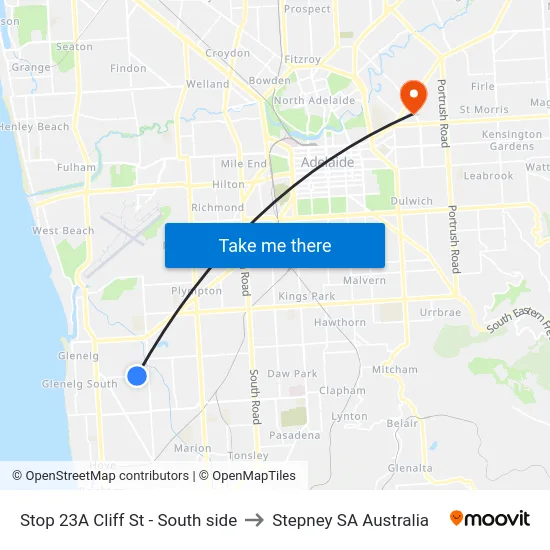 Stop 23A Cliff St - South side to Stepney SA Australia map
