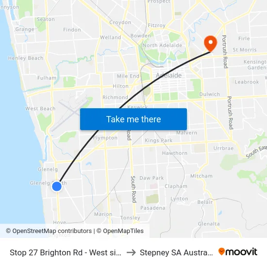 Stop 27 Brighton Rd - West side to Stepney SA Australia map