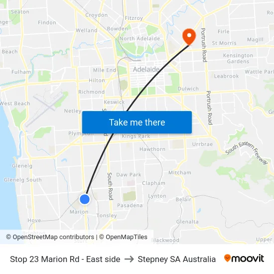 Stop 23 Marion Rd - East side to Stepney SA Australia map