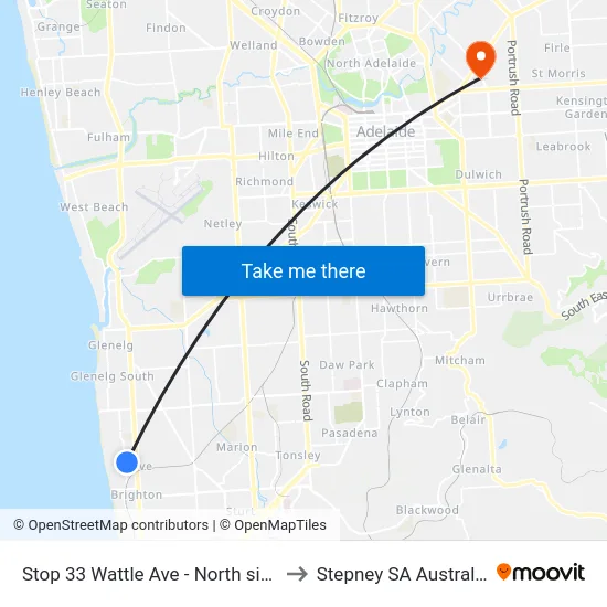 Stop 33 Wattle Ave - North side to Stepney SA Australia map