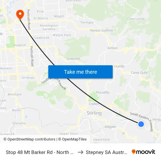 Stop 48 Mt Barker Rd - North side to Stepney SA Australia map