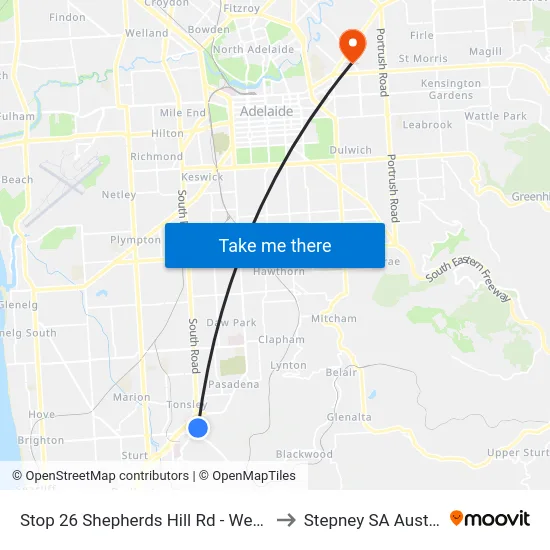 Stop 26 Shepherds Hill Rd - West side to Stepney SA Australia map