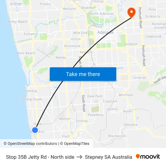 Stop 35B Jetty Rd - North side to Stepney SA Australia map