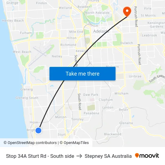 Stop 34A Sturt Rd - South side to Stepney SA Australia map