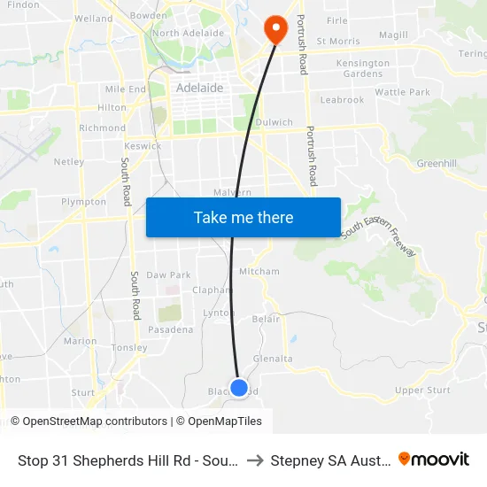 Stop 31 Shepherds Hill Rd - South side to Stepney SA Australia map