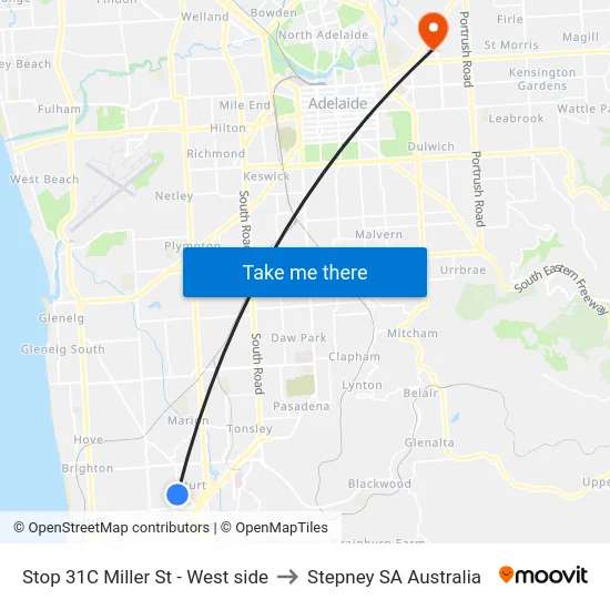 Stop 31C Miller St - West side to Stepney SA Australia map