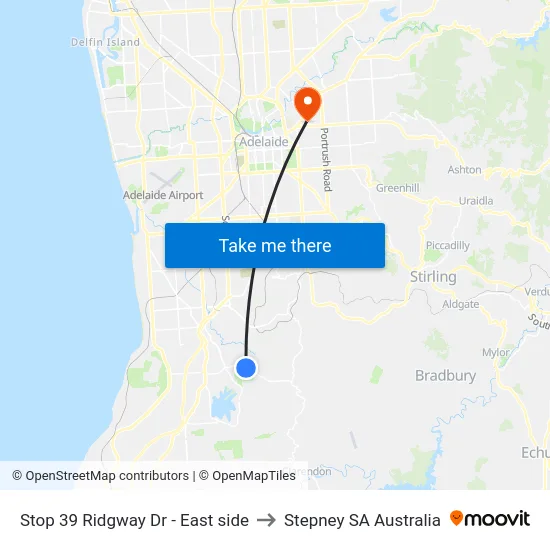 Stop 39 Ridgway Dr - East side to Stepney SA Australia map