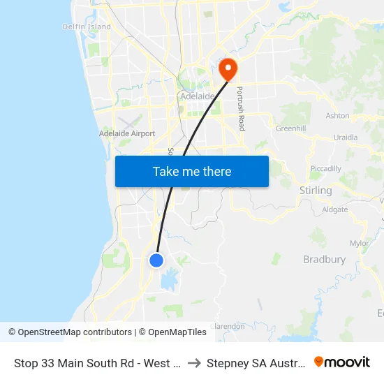Stop 33 Main South Rd - West side to Stepney SA Australia map
