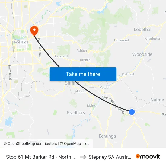 Stop 61 Mt Barker Rd - North side to Stepney SA Australia map