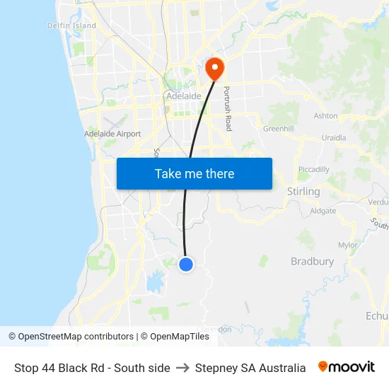 Stop 44 Black Rd - South side to Stepney SA Australia map