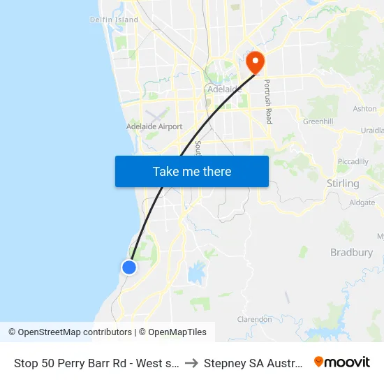 Stop 50 Perry Barr Rd - West side to Stepney SA Australia map