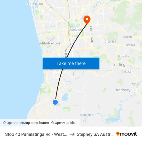 Stop 40 Panalatinga Rd - West side to Stepney SA Australia map
