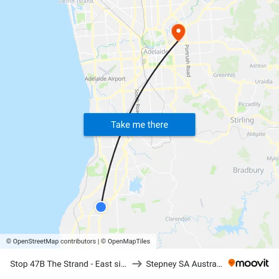 Stop 47B The Strand - East side to Stepney SA Australia map